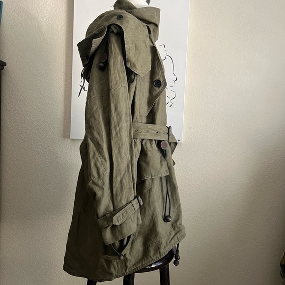 Burberry Prorsum Runway 2012 Cocoon Linen Belted Hooded Parka Jacket RARE - Picture 2 of 14